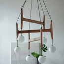 GobekUsa ASTRA Wood Pendant Light Multi Head LED Chandelier Interior Decor Lamp