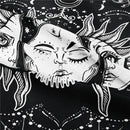 Black and white astrology chart tarot tapestry bedroom wall hanging by Decorbites