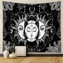 Black and white astrology chart tarot tapestry bedroom wall hanging by Decorbites