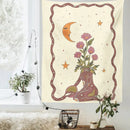 Cream astrology tarot card tapestry bedroom snake wall hanging by Decorbites