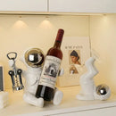 GobekUsa Astronaut Ceramic Wine Rack: Handmade Bar Accessories, Animal Sculpture Figurine