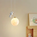 GobekUsa Astronaut Moon LED Pendant Light for Children's Room and Study