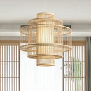 GobekUsa Bamboo Ceiling Chandelier for Home Garden Restaurant Bedroom Study Decoration Lamps