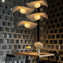 GobekUsa Bamboo Chandelier: Handwoven Rattan Pendant Light for Kitchen, Bar, & Restaurant - LED E27