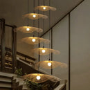 GobekUsa Bamboo Chandelier: Handwoven Rattan Pendant Light for Kitchen, Bar, & Restaurant - LED E27