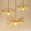 GobekUsa Bamboo Chandelier: Handwoven Rattan Pendant Light for Kitchen, Bar, & Restaurant - LED E27