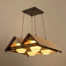GobekUsa Bamboo Chinese Island Pendant Light for Triangle Roof Restaurant in Wood