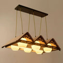 GobekUsa Bamboo Chinese Island Pendant Light for Triangle Roof Restaurant in Wood