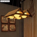 GobekUsa Bamboo Chinese Island Pendant Light for Triangle Roof Restaurant in Wood