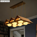 GobekUsa Bamboo Chinese Island Pendant Light for Triangle Roof Restaurant in Wood