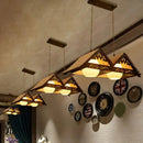 GobekUsa Bamboo Chinese Island Pendant Light for Triangle Roof Restaurant in Wood