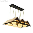 GobekUsa Bamboo Chinese Island Pendant Light for Triangle Roof Restaurant in Wood