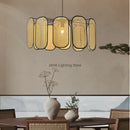 GobekUsa Bamboo Core Rattan Chandelier LED Suspension Lamp for Home Decor Lighting
