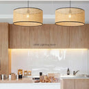 GobekUsa Bamboo Core Rattan Chandelier LED Suspension Lamp for Home Decor Lighting