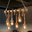 GobekUsa Bamboo Linear Island Chandelier in Industrial Style Beige