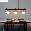 GobekUsa Bamboo Pendant Lighting: Conical Island Light with White Glass Shade