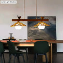 GobekUsa Bamboo Pendant Lighting: Conical Island Light with White Glass Shade