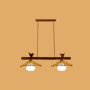 GobekUsa Bamboo Pendant Lighting: Conical Island Light with White Glass Shade