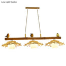 GobekUsa Bamboo Pendant Lighting: Conical Island Light with White Glass Shade