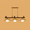 GobekUsa Bamboo Pendant Lighting: Conical Island Light with White Glass Shade