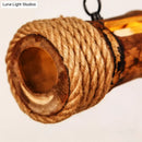 GobekUsa Bamboo Pole LED Suspension Light - Lodge Style Dining Room Island Lamp in Wood