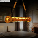 GobekUsa Bamboo Pole LED Suspension Light - Lodge Style Dining Room Island Lamp in Wood