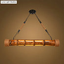 GobekUsa Bamboo Pole LED Suspension Light - Lodge Style Dining Room Island Lamp in Wood