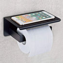 Modern matte black bathroom multi-function holder with shelf by Decorbites