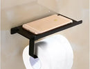 Modern matte black bathroom multi-function holder with shelf by Decorbites