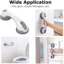 Ergonomic white & gray suction cup bathroom safety grab bar by Decorbites