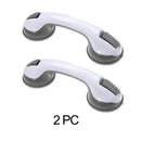 Ergonomic white & gray suction cup bathroom safety grab bar by Decorbites
