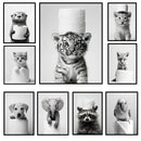 GobekUsa Bathroom Wall Art: Cute Animal Canvas Posters