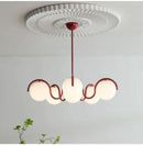 GobekUsa Bean Glass Pendant Light, red & cream, Minimalist Nordic Chandelier for Living Room, Bedroom, Dining & Study