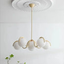 GobekUsa Bean Glass Pendant Light, red & cream, Minimalist Nordic Chandelier for Living Room, Bedroom, Dining & Study
