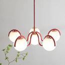 GobekUsa Bean Glass Pendant Light, red & cream, Minimalist Nordic Chandelier for Living Room, Bedroom, Dining & Study