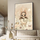 GobekUsa Beige Rabbit Girl Canvas Print for Kidsató Room