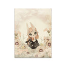 GobekUsa Beige Rabbit Girl Canvas Print for Kidsató Room