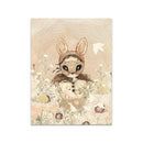 GobekUsa Beige Rabbit Girl Canvas Print for Kidsató Room