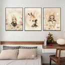 GobekUsa Beige Rabbit Girl Canvas Print for Kidsató Room