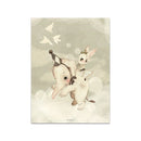 GobekUsa Beige Rabbit Girl Canvas Print for Kidsató Room