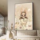 GobekUsa Beige Rabbit Girl Canvas Print for Kidsató Room
