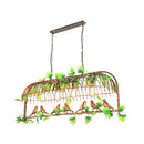 GobekUsa Birdcage Industrial Iron Dining Room Island Light - Black/Bronze Hanging Pendant with Decorative Plant and Bird