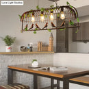GobekUsa Birdcage Pendant Light - Rustic Wrought Iron Island Lamp with Vine and Bird Deco for Dining Room