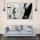 GobekUsa Black and White Surfboard Wall Art - Teen Room Decor