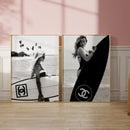 GobekUsa Black and White Surfboard Wall Art - Teen Room Decor