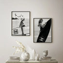 GobekUsa Black and White Surfboard Wall Art - Teen Room Decor
