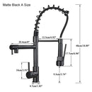 GobekUsa Black Brass Kitchen Faucet with Dual Spout, 360 Rotation, Deck Mounted