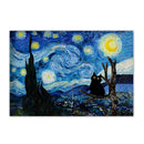 GobekUsa Black Cat Starry Night Canvas Wall Art