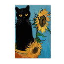 GobekUsa Black Cat Starry Night Canvas Wall Art