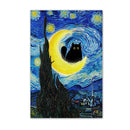 GobekUsa Black Cat Starry Night Canvas Wall Art